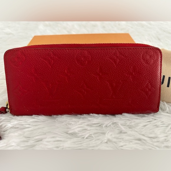 Authentic Louis Vuitton Empreinte Portefeuille Clemence Red Leather Wallet - Picture 2 of 15